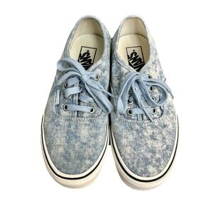 Vans Authentic Acid Wash Denim Blue Low Top Skate Shoes Mens 6 Womens 7.5